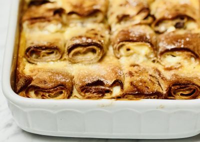 Zapečené palačinky s tvarohem a rozinkami