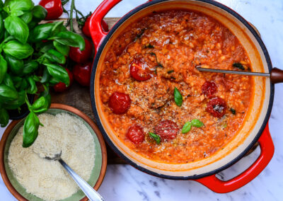Rajské risotto s pečenými cherry rajčátky
